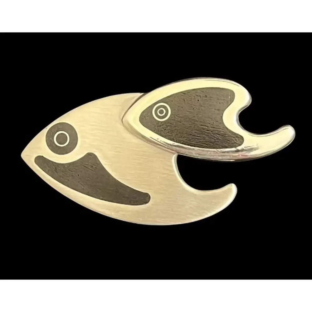 Vintage Erik Magnussen Denmark Sterling Silver Pisces Fish Brooch No. 40 RARE